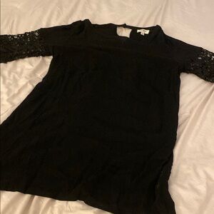 Umgee Black Dress with Lace Sleeves